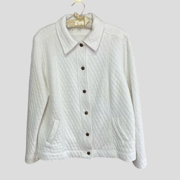 Alia White Quilted Snap Closure Jacket Size Medium - Picture 3 of 12
